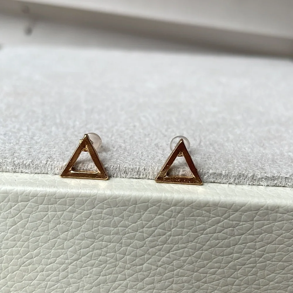 Minimalist triangle gold studs